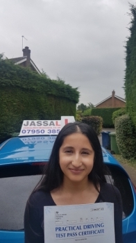 Congratulations Avneet on passing your Test on your 1st attempt with Jassal Driving School Uxbridge