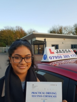 Congratulations Shabana on passing your Driving Test on your 1st attempt! Only 4minors! Uxbridge..<br />
I had previous lessons with a not very good instructor (from a different driving school) but coming to Jassal Driving School was a great idea. I passed first time thanks to him. He was flexible with my hours and helped me with my parking, which I struggled with. I would recommend him to anyone. Than
