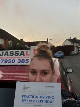 Congratulations Scarlet on passing your Driving Test today! Passed 1st time!..Thanks Jassal for preparing me for my test. I passed first time! He was a calm instructor and helped me get rid of all my bad habits.