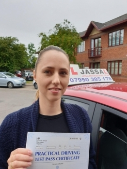 Congratulation Katrina on passing your Driving Test in Slough!..<br />
I would highly recommend Mr Sukh Jassal to anyone thinking about learning to drive. Thank you again for teaching me – you were great.