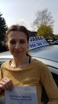 Congratulations Goska on passing your Driving Test today on your 1st attempt! Only 5 minors in Slough..Thank you Jassal so much for preparing me for my test. I passed first time!!! Your feedback during lessons helped to instil good safe habits in my driving. Also the reference points you gave for manoeuvres made them easy to do. On the test today I did parallel parking brilliantly! Thanks :-)